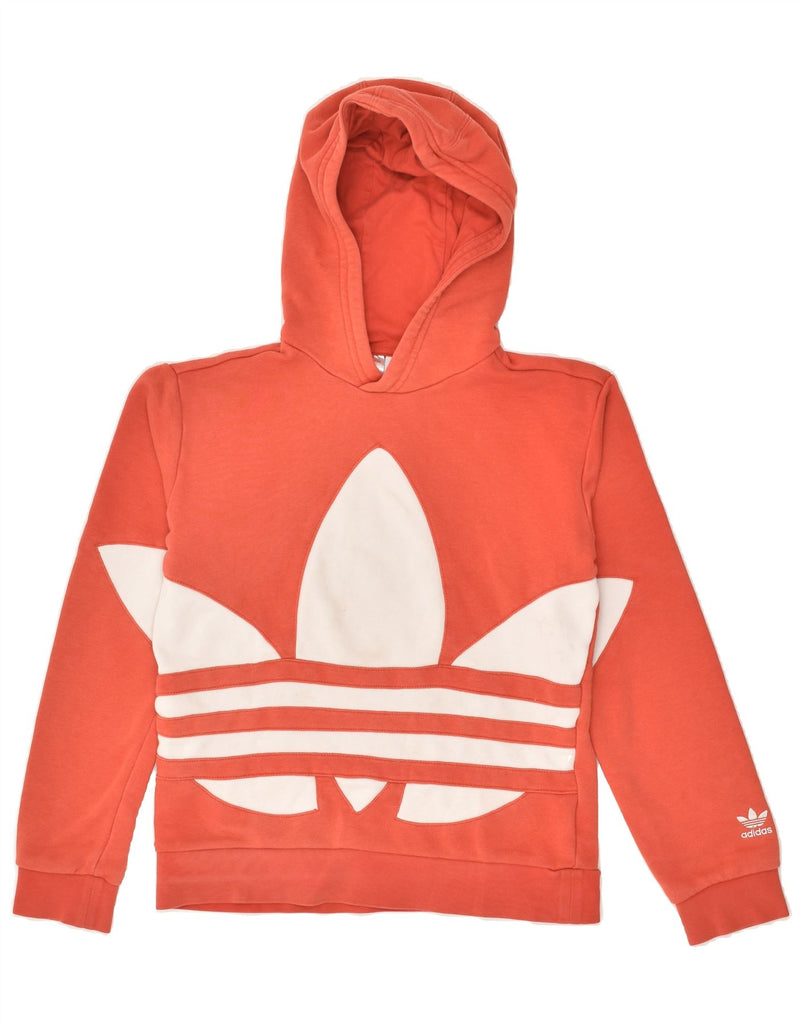 ADIDAS Boys Graphic Hoodie Jumper 12-13 Years Orange Cotton | Vintage Adidas | Thrift | Second-Hand Adidas | Used Clothing | Messina Hembry 