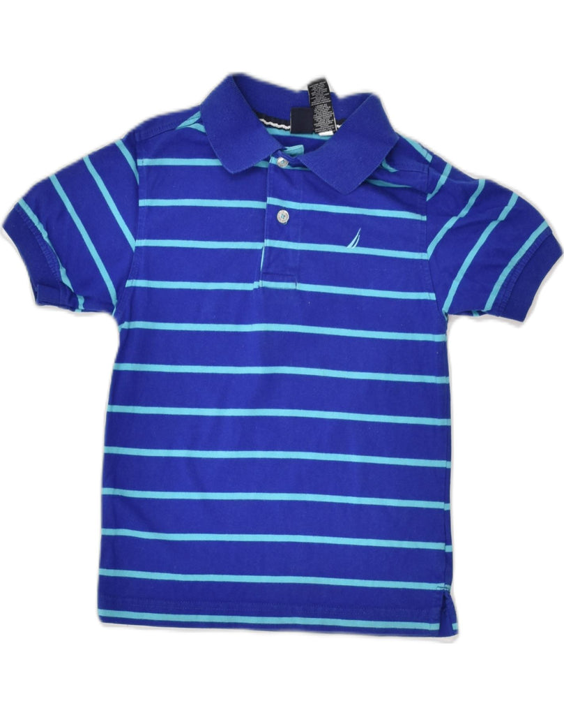 NAUTICA Boys Polo Shirt 6-7 Years XL Blue Striped Cotton | Vintage Nautica | Thrift | Second-Hand Nautica | Used Clothing | Messina Hembry 