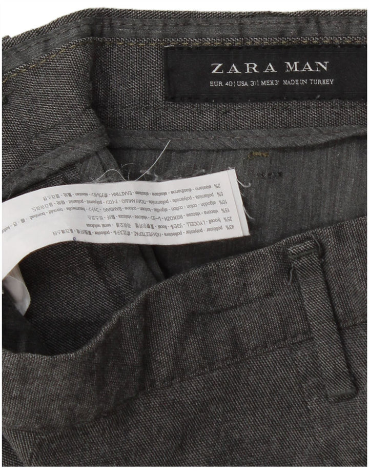 Zara Mens Slim Chino Trousers EU 40 Medium W31 L30 Grey Polyester