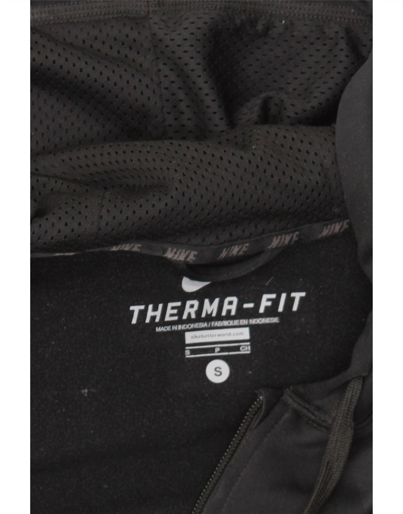 NIKE Mens Therma-Fit Zip Hoodie Sweater Small Black Geometric Polyester Vintage Nike and Second-Hand Nike from Messina Hembry 