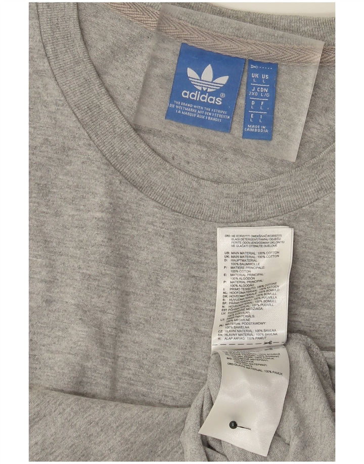 Adidas Mens Three Stripes Graphic T-Shirt Top Large Grey Flecked Cotton