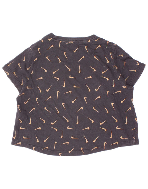 Nike Girls Graphic T-Shirt Top 8-9 Years Small Black Spotted