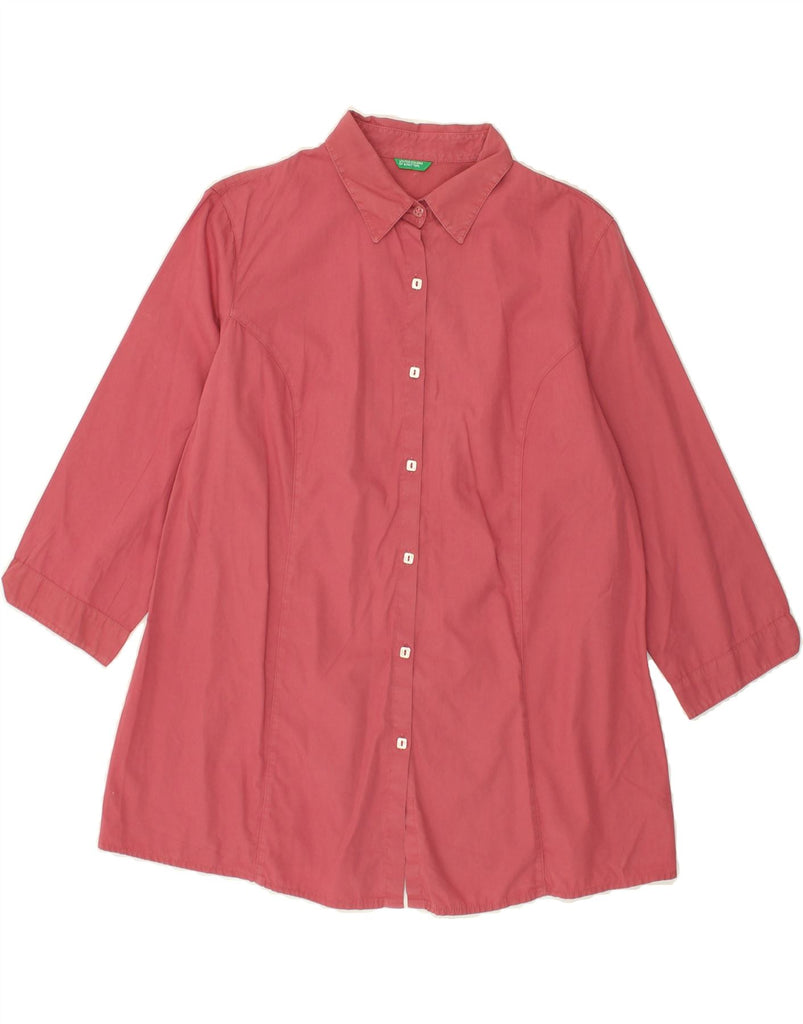 BENETTON Womens 3/4 Sleeve Shirt UK 16 Large Red | Vintage Benetton | Thrift | Second-Hand Benetton | Used Clothing | Messina Hembry 