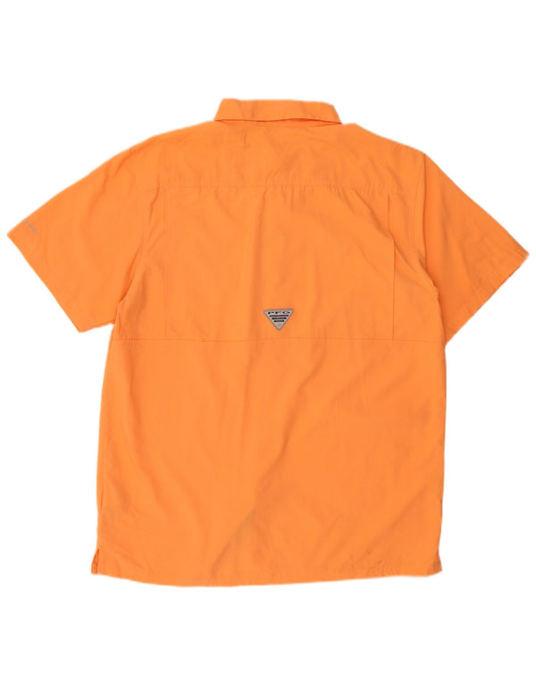 COLUMBIA Mens Short Sleeve Shirt Medium Orange Polyester