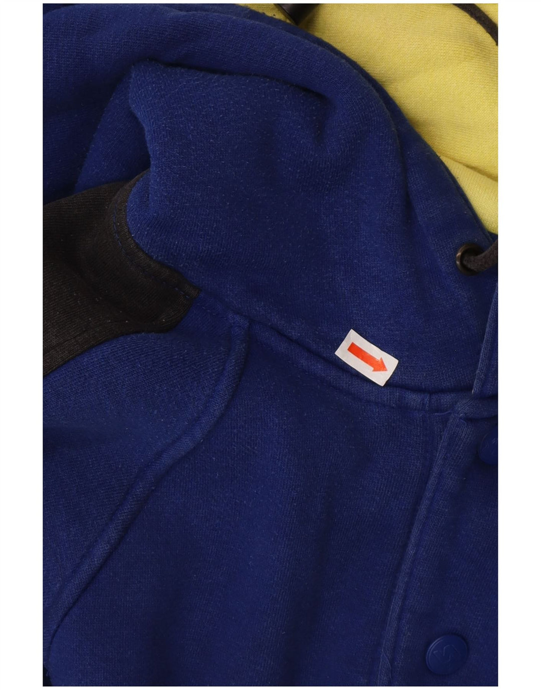 STARTER Mens Button Neck Hoodie Jumper Medium Blue Colourblock Cotton