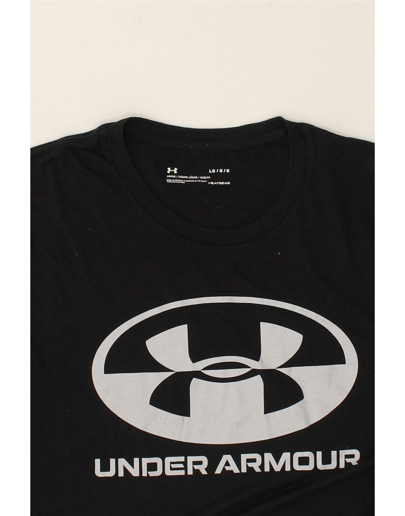 UNDER ARMOUR Mens Heat Gear Graphic T-Shirt Top Large Black Cotton | Vintage Under Armour | Thrift | Second-Hand Under Armour | Used Clothing | Messina Hembry 