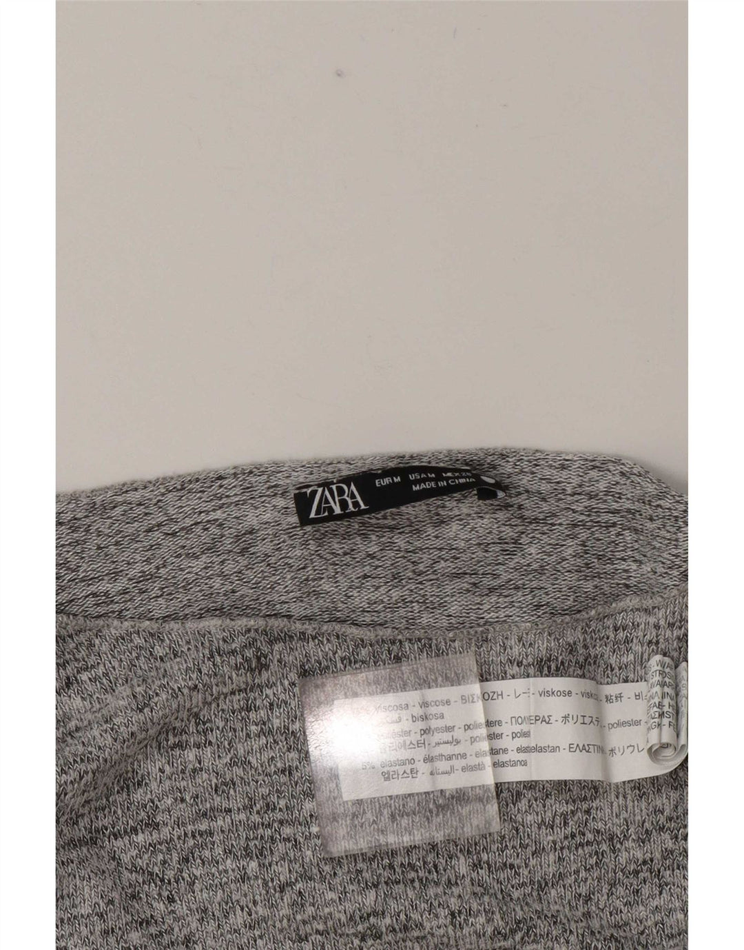 Zara Womens Top Long Sleeve UK 14 Medium Grey Flecked Viscose