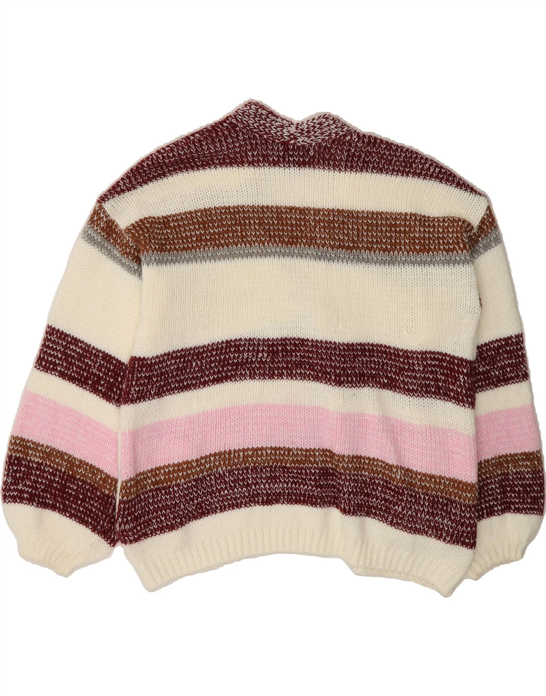 VINTAGE Womens Open Cardigan Sweater UK 14 Medium Multicoloured Striped Vintage Vintage and Second-Hand Vintage from Messina Hembry 