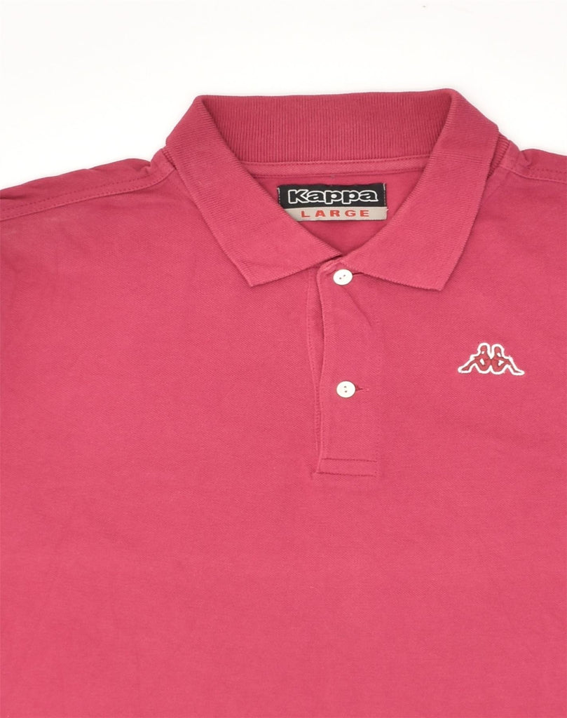 KAPPA Mens Long Sleeve Polo Shirt Large Pink Cotton | Vintage Kappa | Thrift | Second-Hand Kappa | Used Clothing | Messina Hembry 