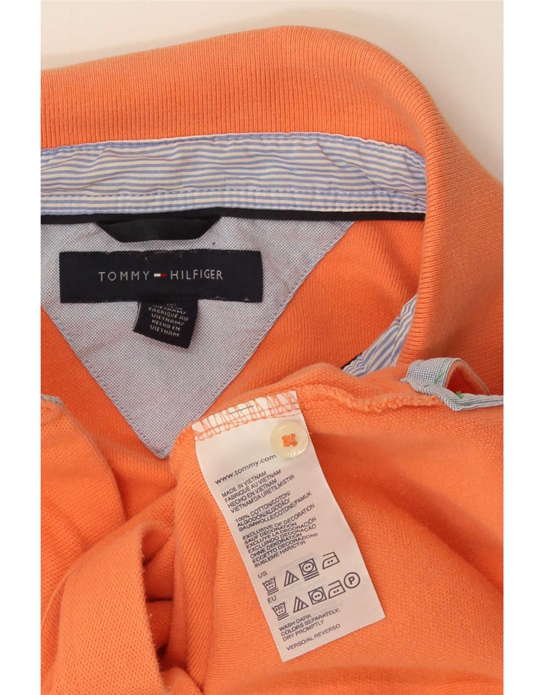Tommy Hilfiger Mens Polo Shirt Large Orange Cotton