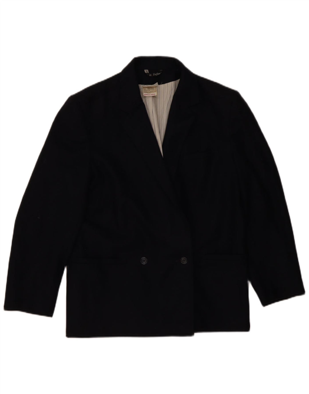 LAURA ASHLEY Womens Double Breasted Blazer Jacket UK 14 Medium Black Wool