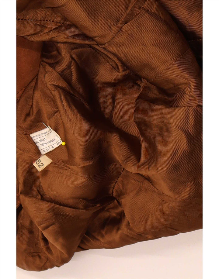 Vintage Womens Suede Overcoat IT 52 2XL Brown Leather