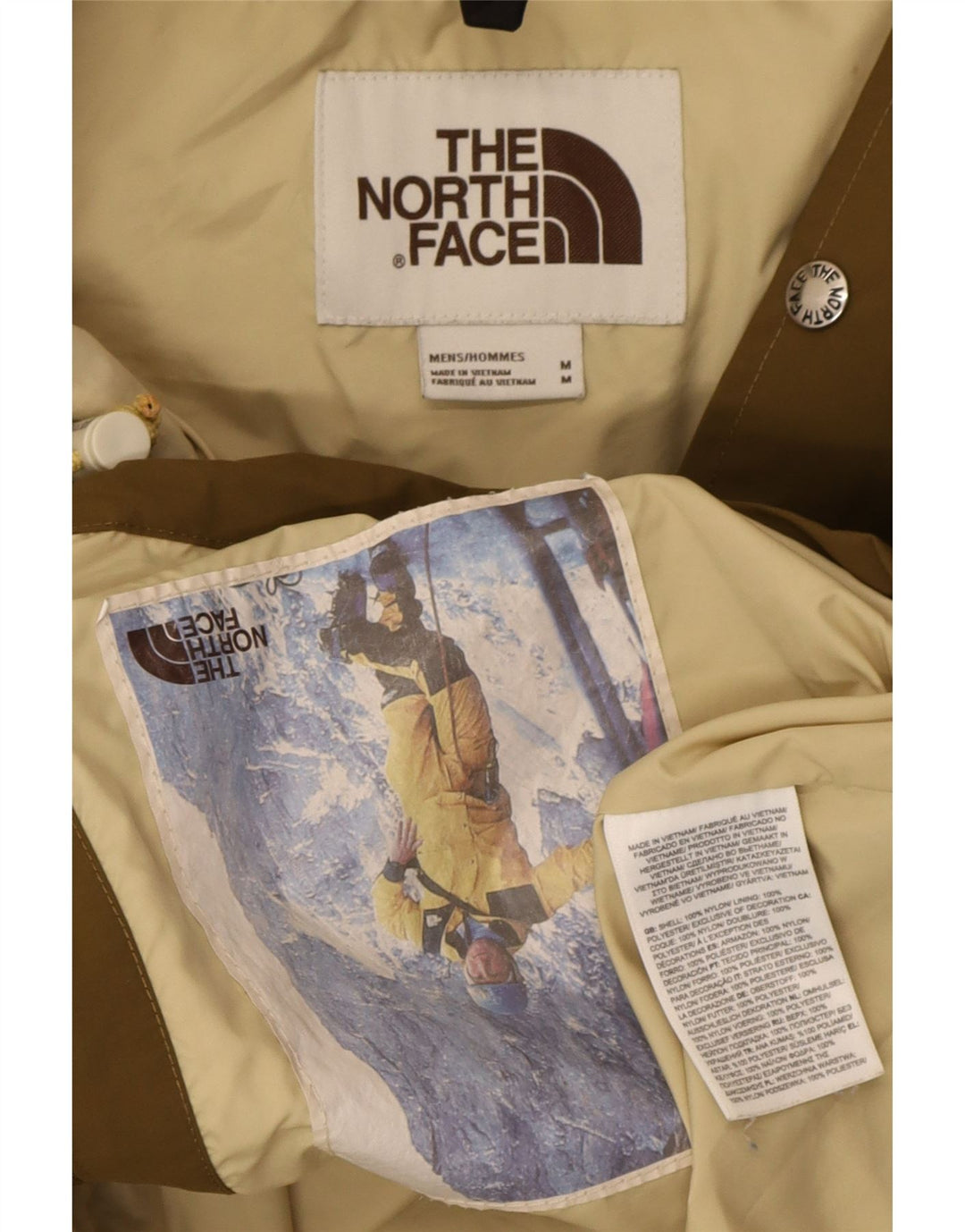 The North Face Mens Hooded Ski Jacket UK 38 Medium Khaki Nylon