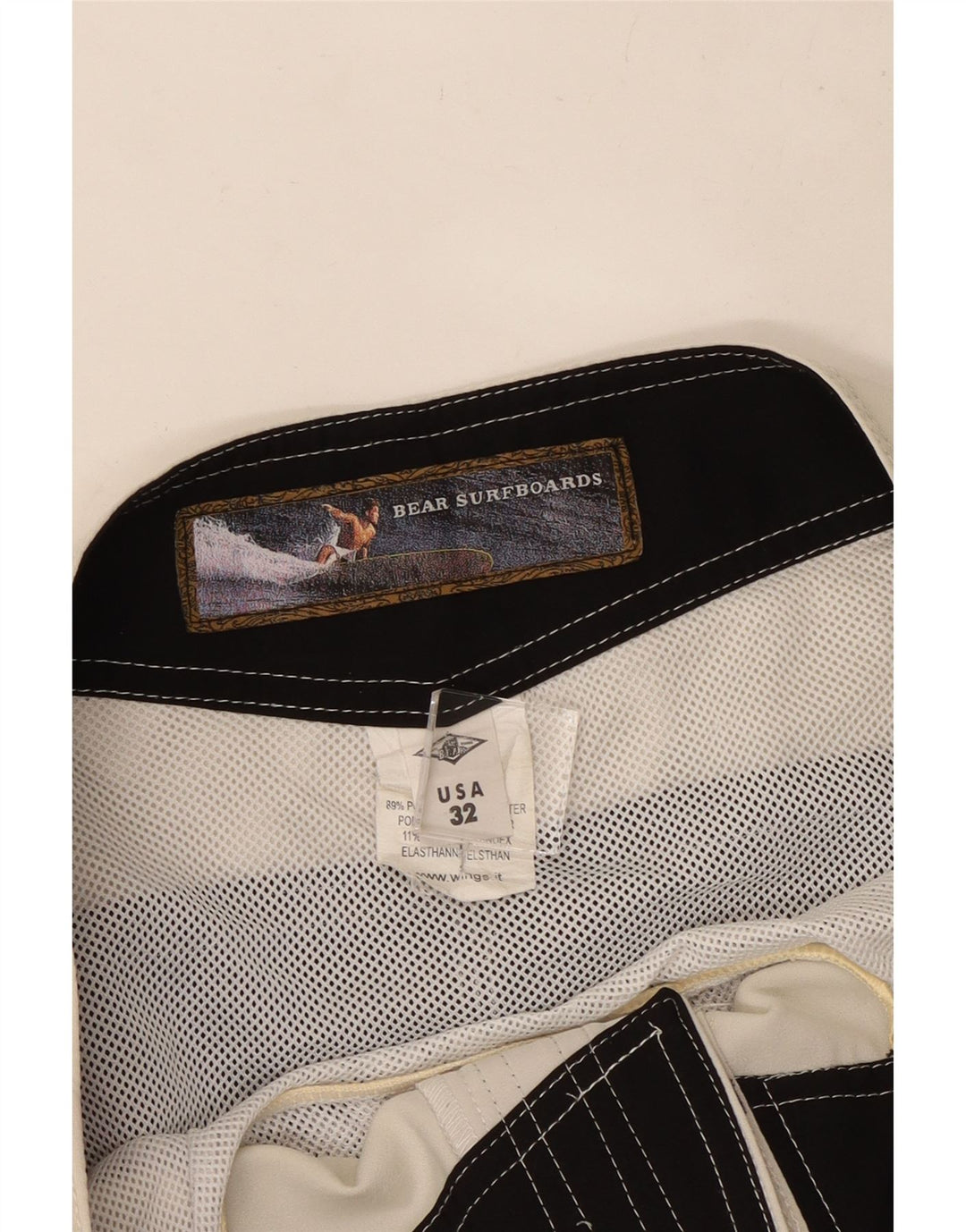 Bear Mens Graphic Casual Shorts W32 Medium White Colourblock Polyester