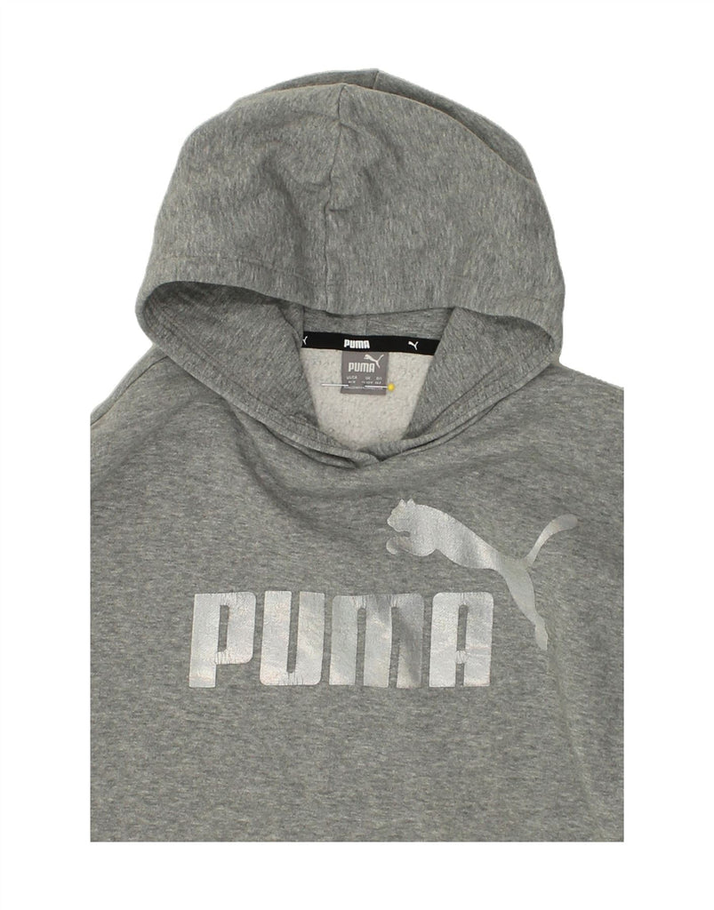 PUMA Girls Graphic Oversized Hoodie Jumper 11-12 Years Grey Cotton | Vintage Puma | Thrift | Second-Hand Puma | Used Clothing | Messina Hembry 