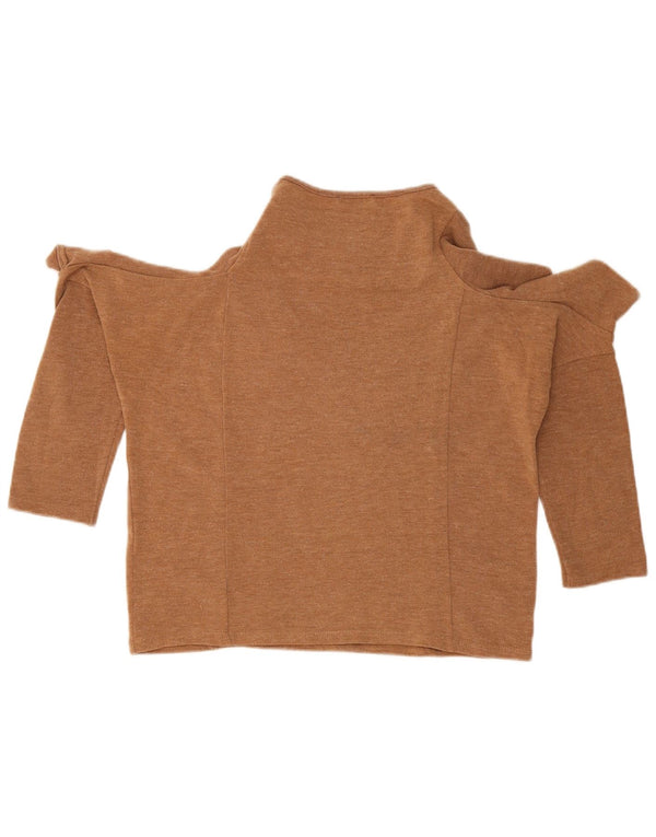 Zara Womens Off Shoulder Blouse Top UK 14 Medium Beige Flecked