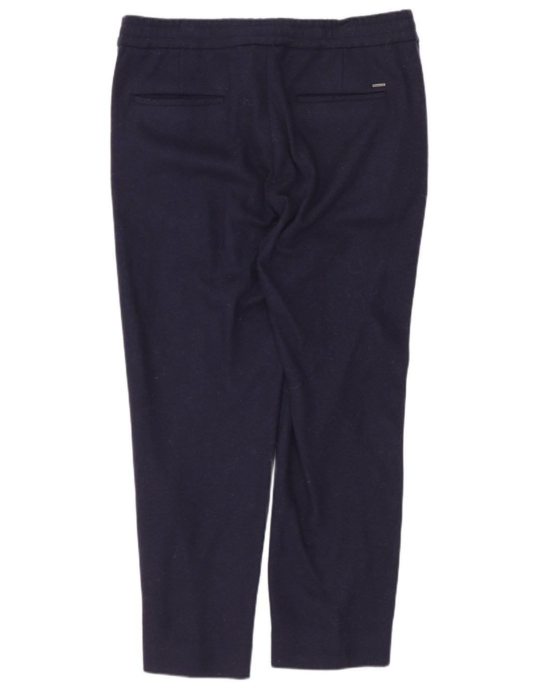 Massimo Dutti Mens Slim Cropped Trousers EU 38 Small W30 L25 Navy Blue Wool