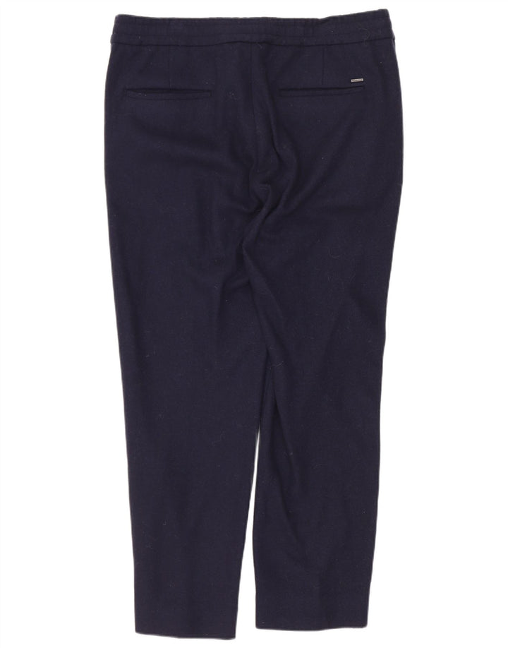 Massimo Dutti Mens Slim Cropped Trousers EU 38 Small W30 L25 Navy Blue Wool
