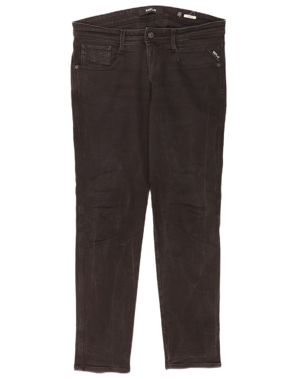 Replay Mens Anbass Slim Jeans W34 L32 Black Cotton