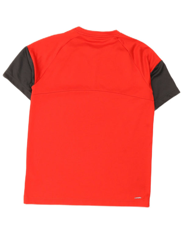 Adidas Boys Regular T-Shirt Top 15-16 Years Red Colourblock Polyester