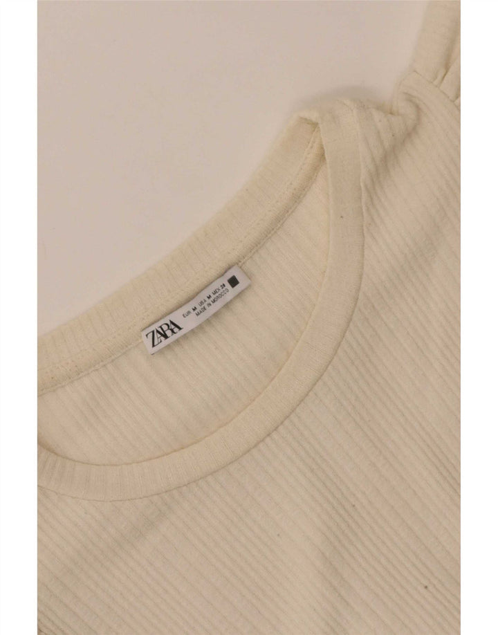 Zara Womens Crop Blouse Top UK 12 Medium Beige