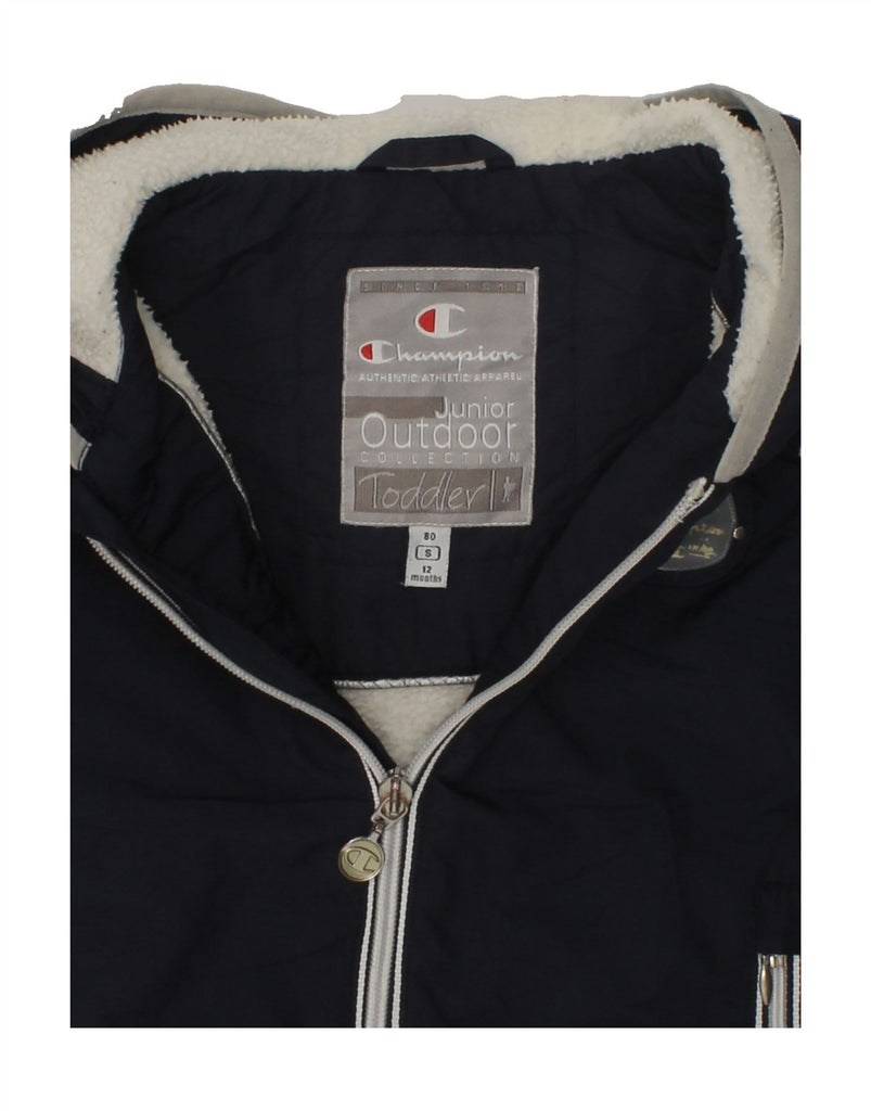 CHAMPION Baby Boys Hooded Windbreaker Jacket 9-12 Months Small Navy Blue | Vintage Champion | Thrift | Second-Hand Champion | Used Clothing | Messina Hembry 