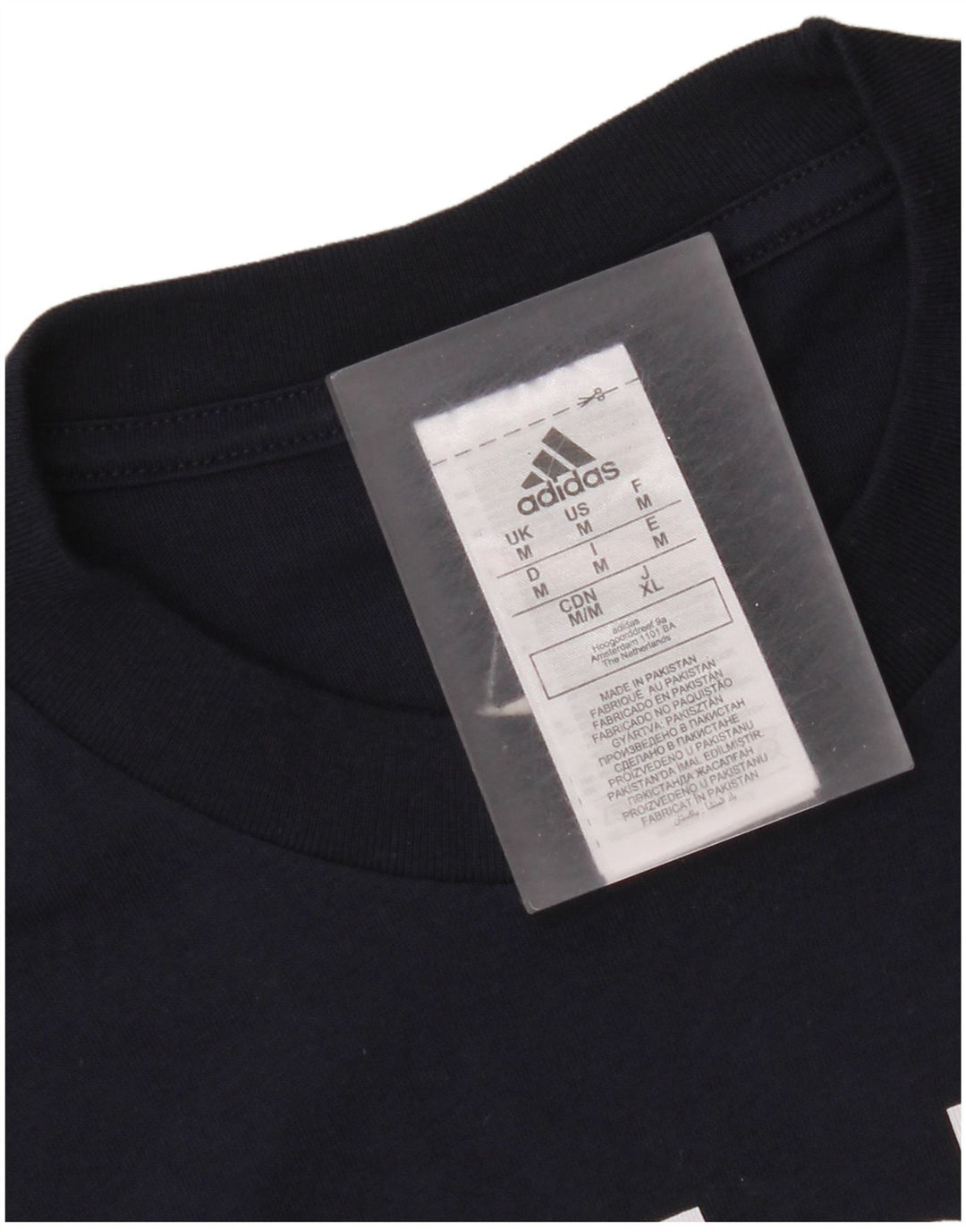 Adidas Mens Graphic T-Shirt Top Medium Navy Blue Cotton