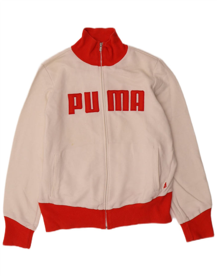 PUMA Womens Graphic Tracksuit Top Jacket UK 16 Large  White Colourblock