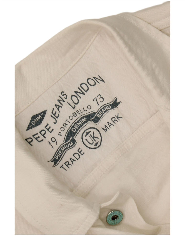 PEPE Jeans Womens Crop Denim Jacket UK 10 Small White