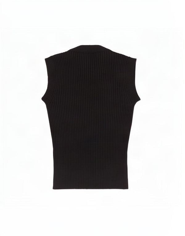 Coveri Womens Vest Tank Top UK 4 XS Black Wool
