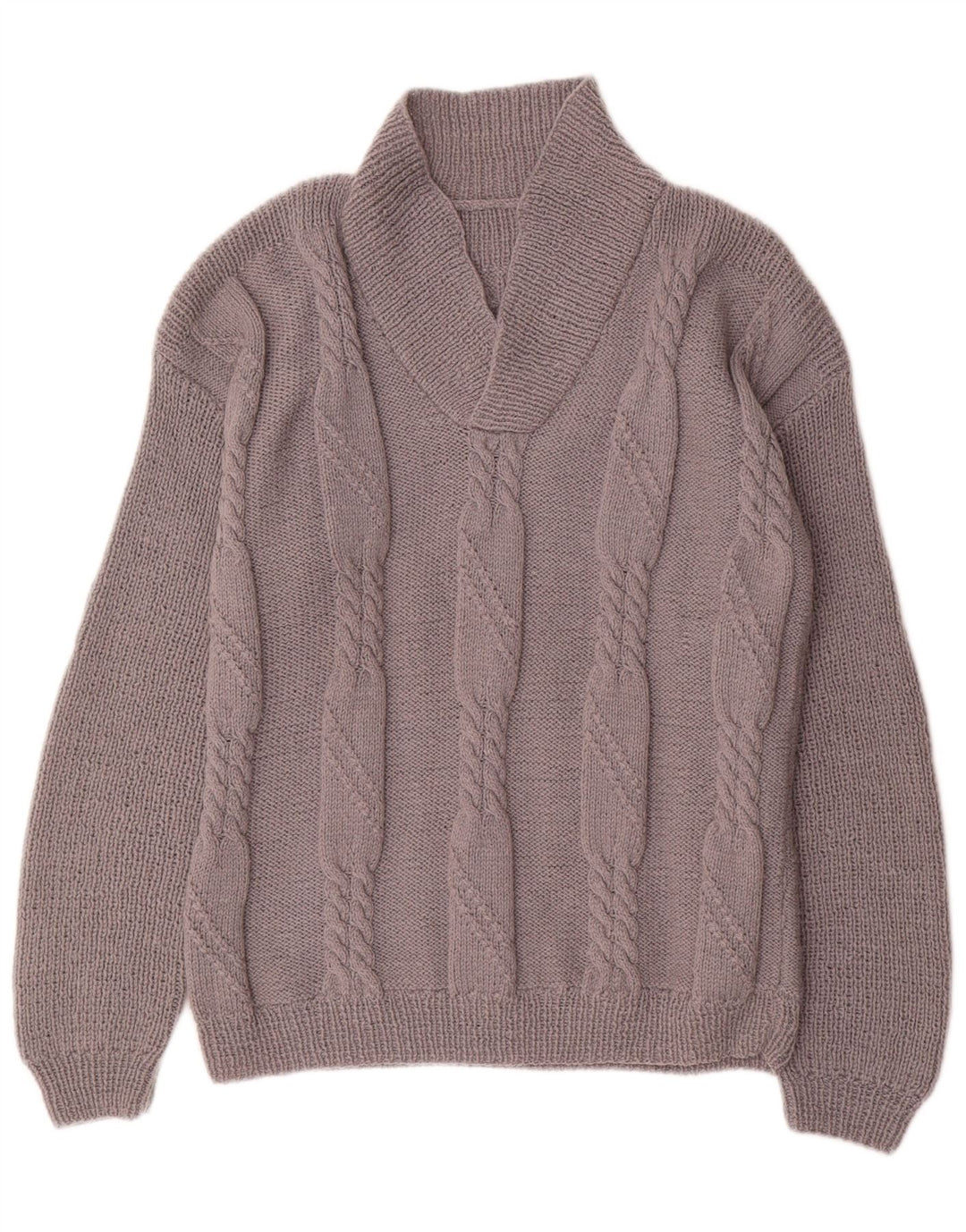 Vintage Mens Shawl Neck Jumper Sweater Medium Grey