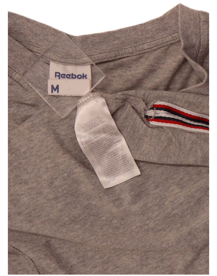 REEBOK Womens Classic Graphic T-Shirt Top UK 12 Medium Grey Cotton