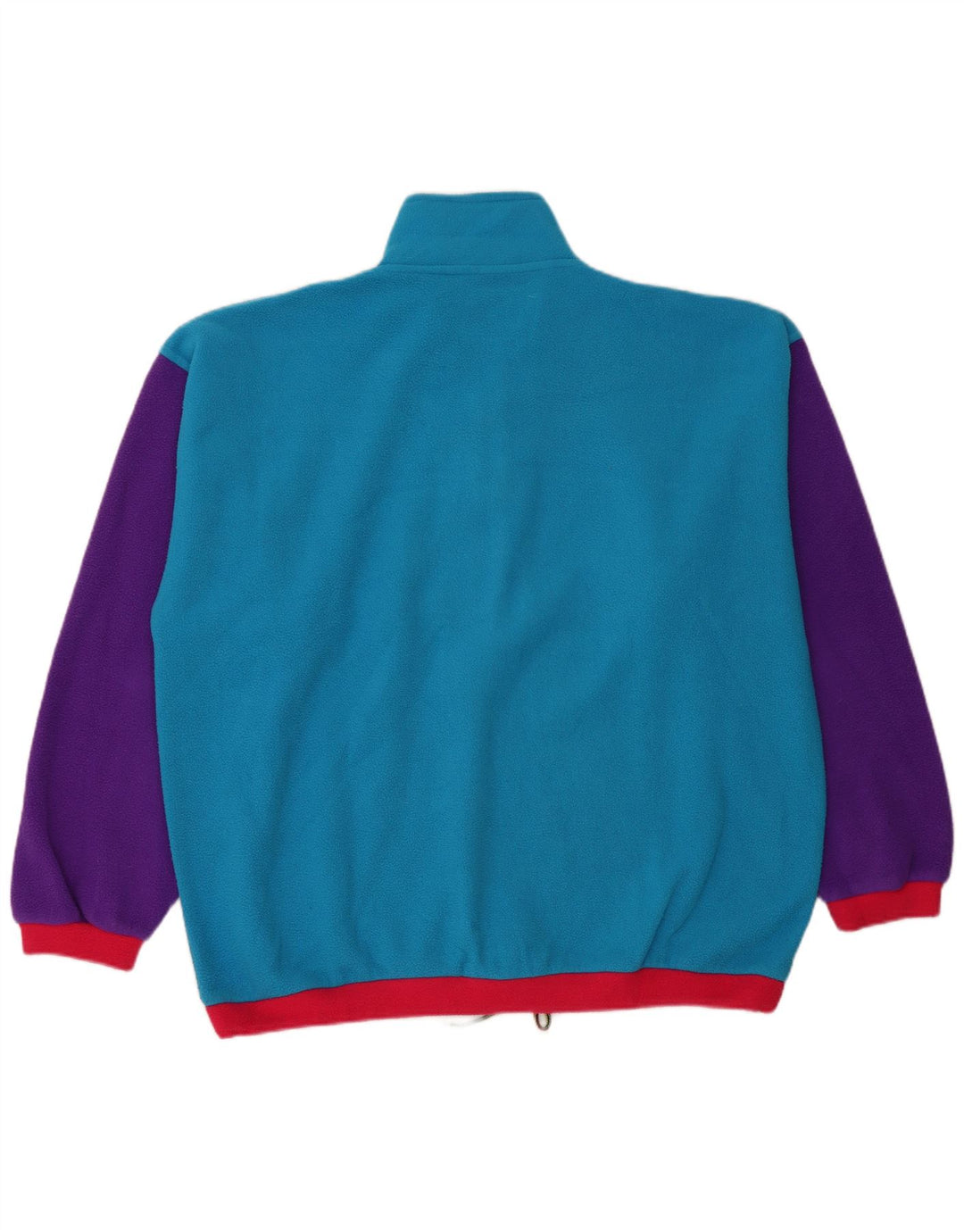 Vintage Mens Zip Neck Fleece Jumper XL Blue Colourblock