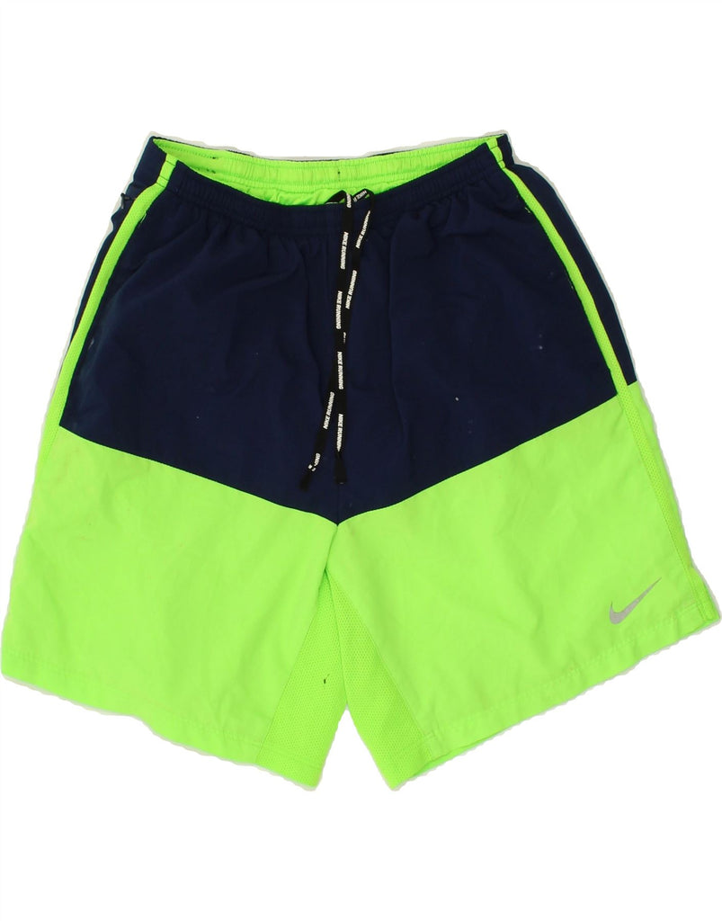 NIKE Mens Dri Fit Sport Shorts Medium Green Colourblock Polyester Vintage Nike and Second-Hand Nike from Messina Hembry 