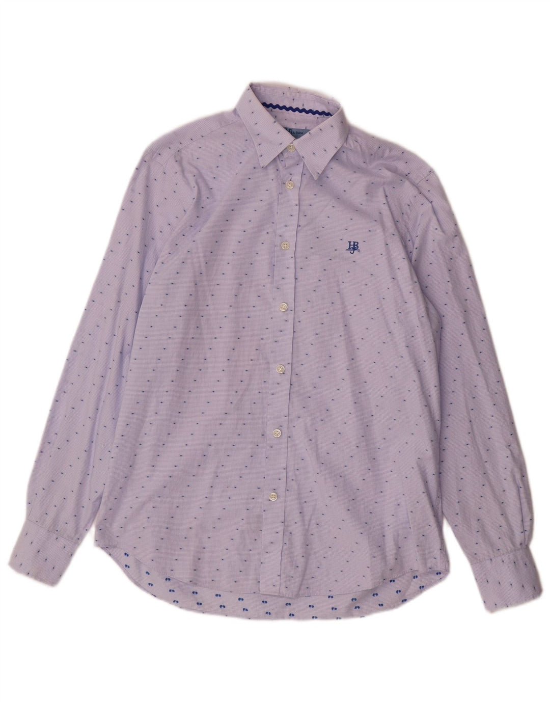 Harmont & Blaine Mens Shirt Medium Blue Spotted Cotton