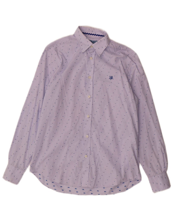 Harmont & Blaine Mens Shirt Medium Blue Spotted Cotton