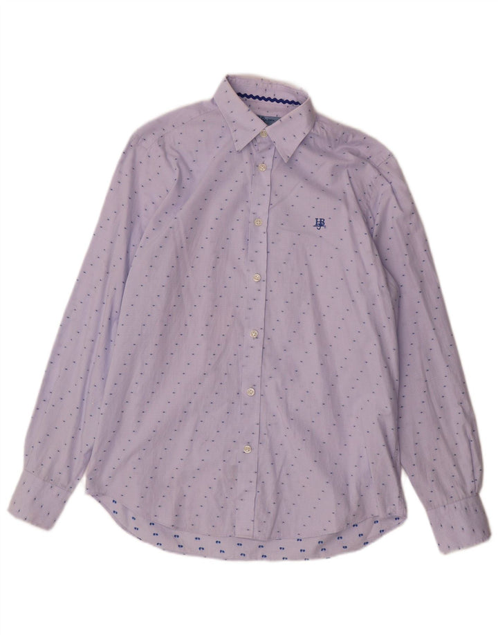 Harmont & Blaine Mens Shirt Medium Blue Spotted Cotton