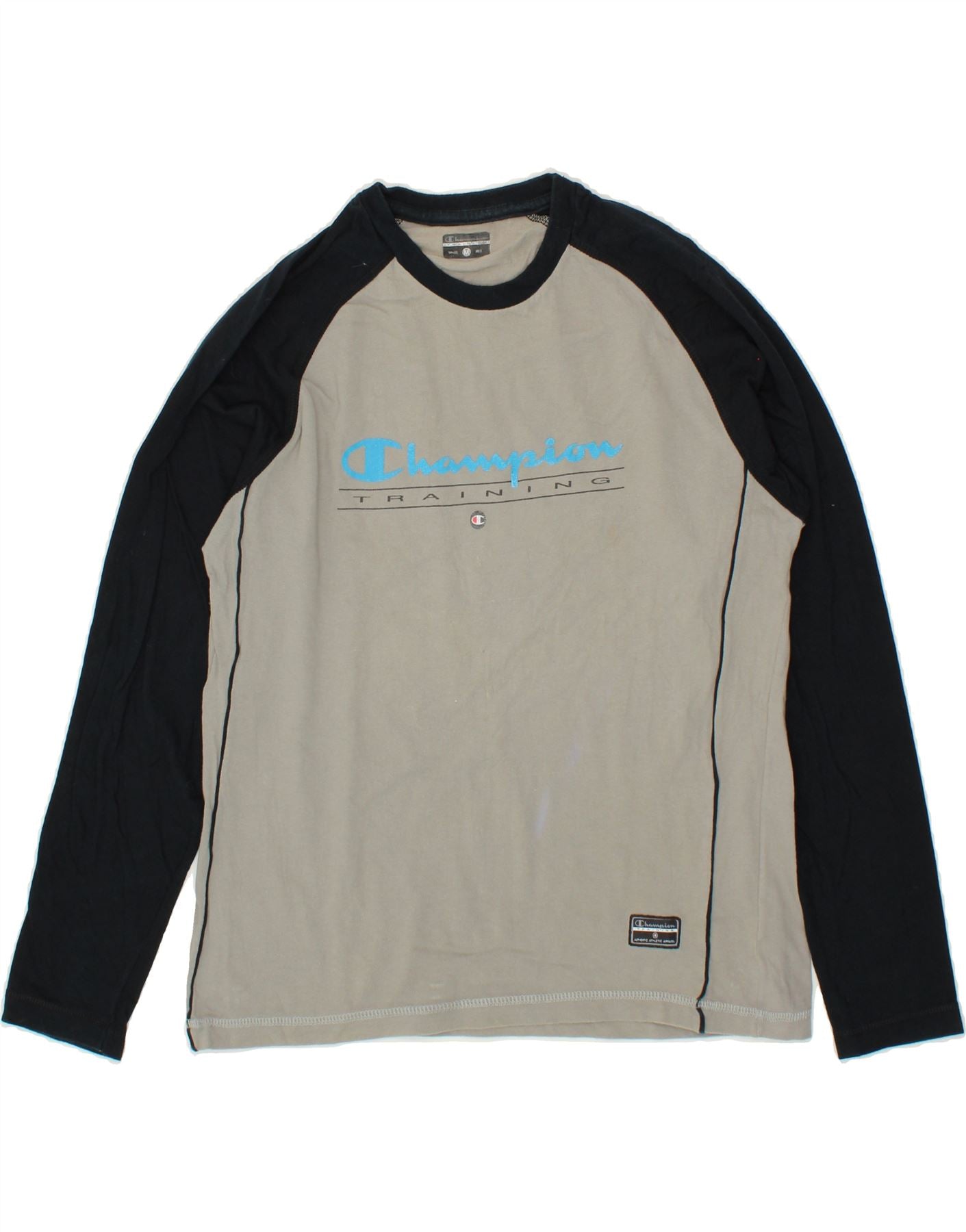 CHAMPION Mens Graphic Top Long Sleeve Medium Grey Colourblock