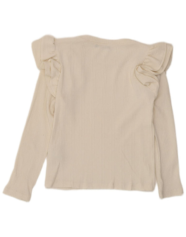Zara Womens Crop Top Long Sleeve UK 8 Small Off White Cotton