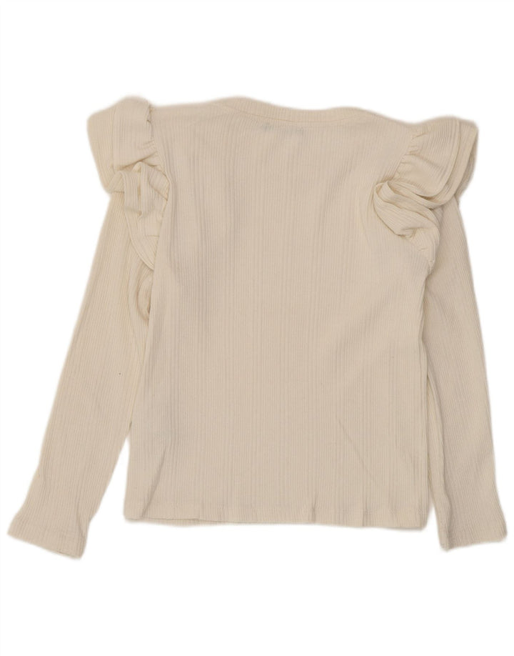 Zara Womens Crop Top Long Sleeve UK 8 Small Off White Cotton