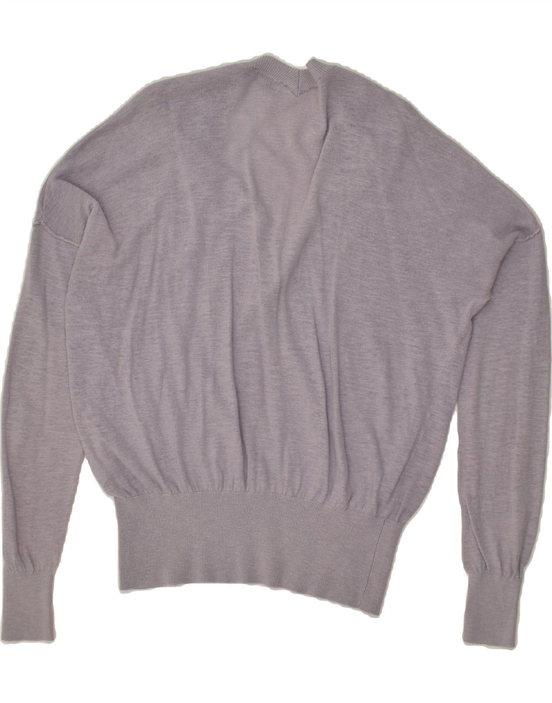 REISS Womens Loose Fit V-Neck Jumper Sweater UK 14 Medium Purple Linen | Vintage Reiss | Thrift | Second-Hand Reiss | Used Clothing | Messina Hembry 
