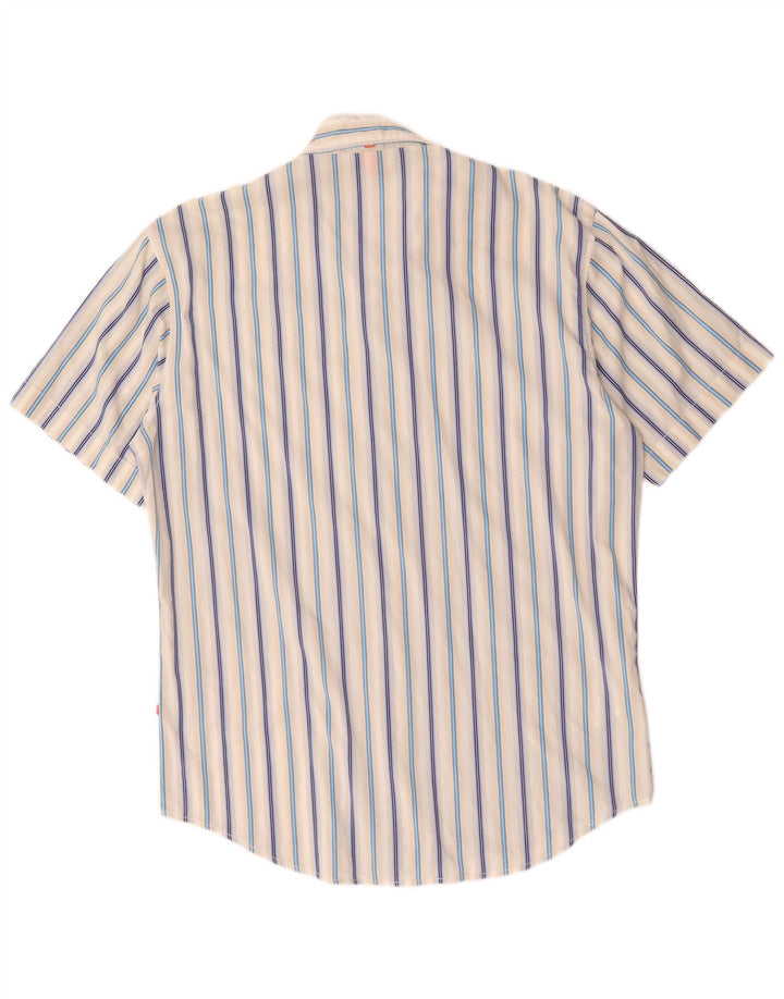 Hugo Boss Mens Short Sleeve Shirt Medium Multicoloured Striped Cotton
