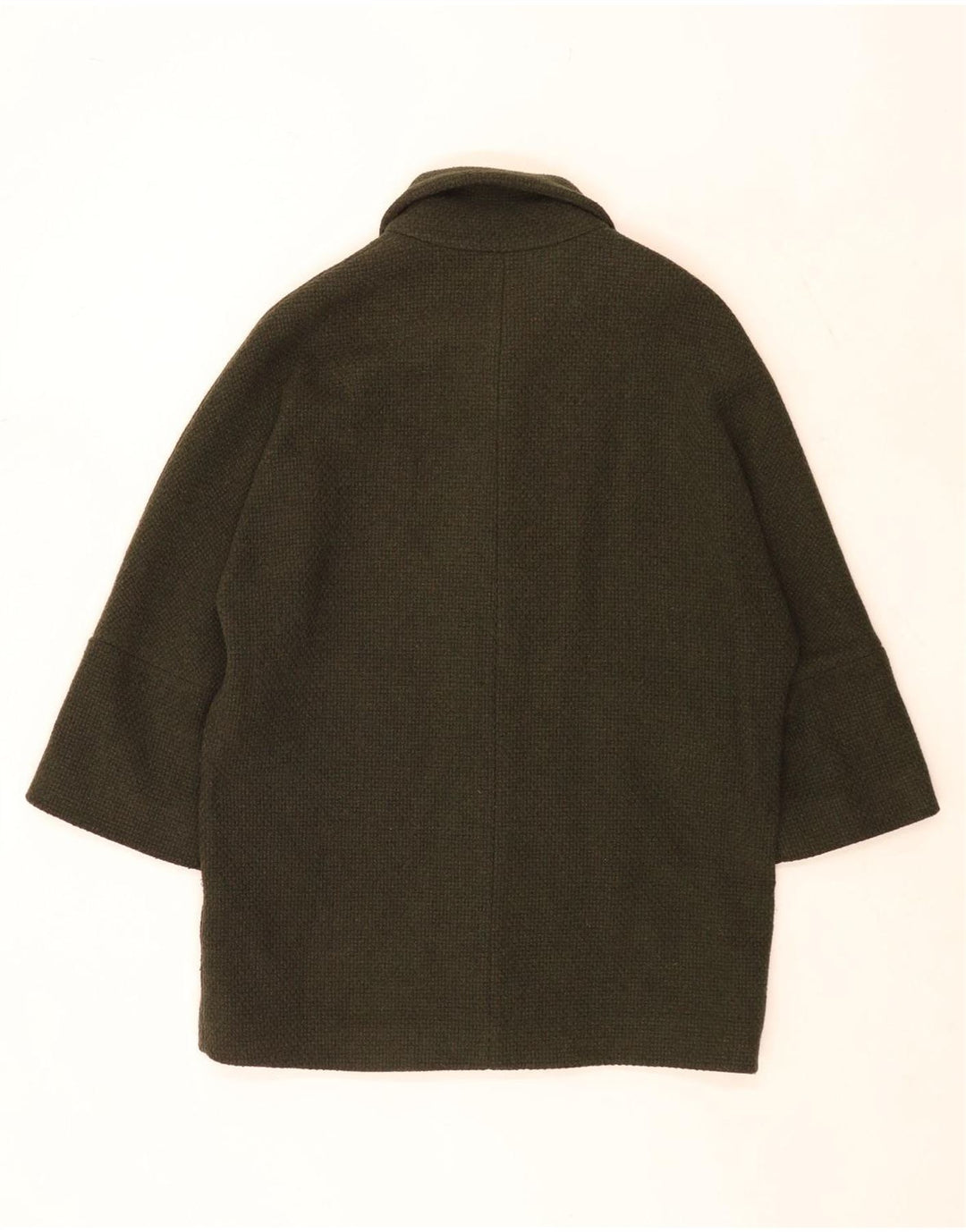 Massimo Dutti Womens Oversized Overcoat UK 10 Small Khaki Wool
