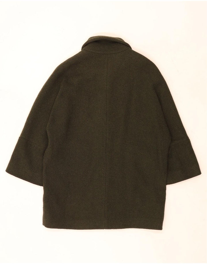 Massimo Dutti Womens Oversized Overcoat UK 10 Small Khaki Wool