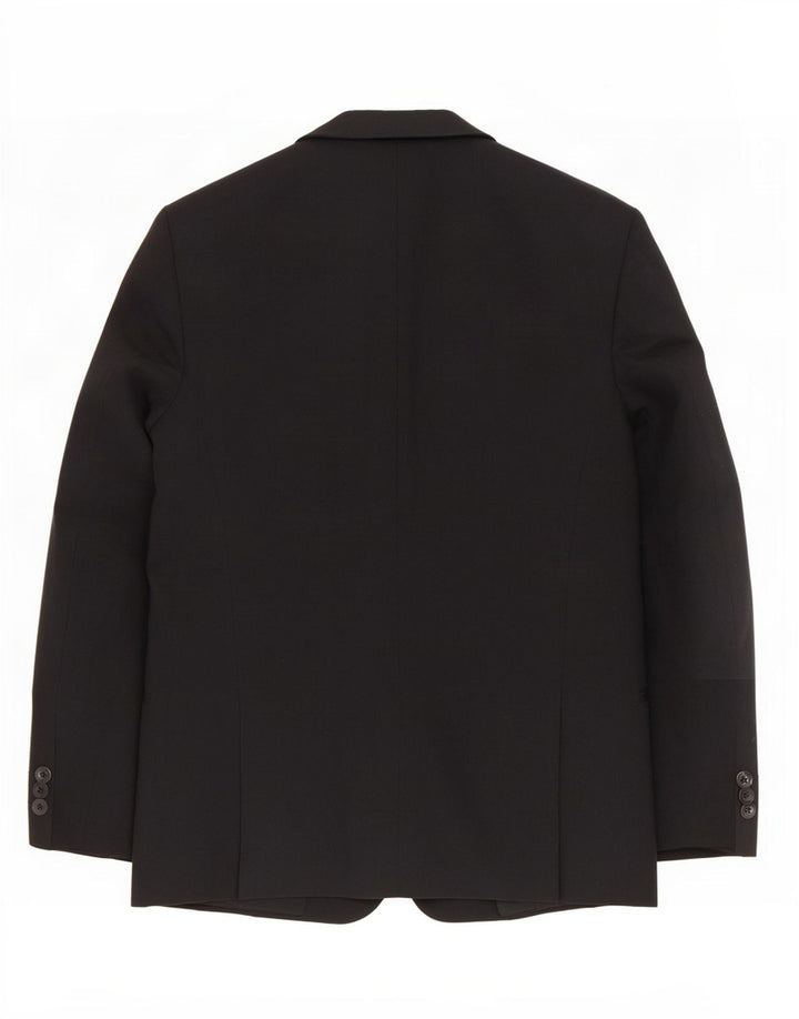 Max Mara Womens 1 Button Blazer Jacket UK 16 Large Black Virgin Wool