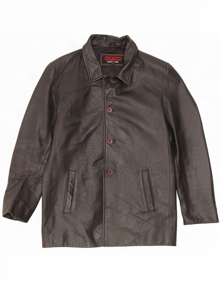 MONTANA Mens Leather Jacket UK 44 2XL Black