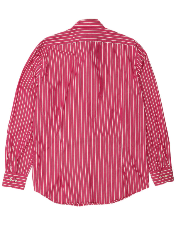 Tommy Hilfiger Mens Fitted Shirt Size 42 16 1/2 Large Pink Striped Cotton