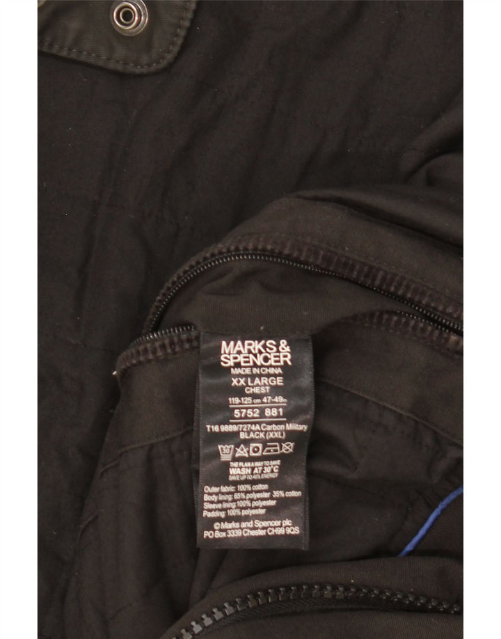 Marks & Spencer Mens Utility Jacket UK 44 2XL Black Cotton