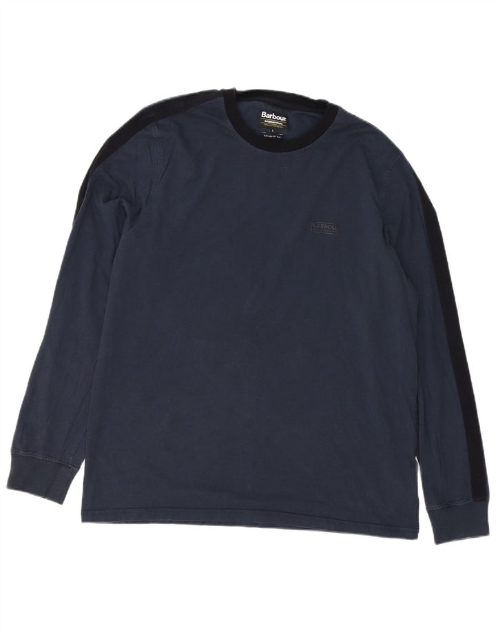 BARBOUR Mens Tailored Fit Top Long Sleeve Large Navy Blue Colourblock