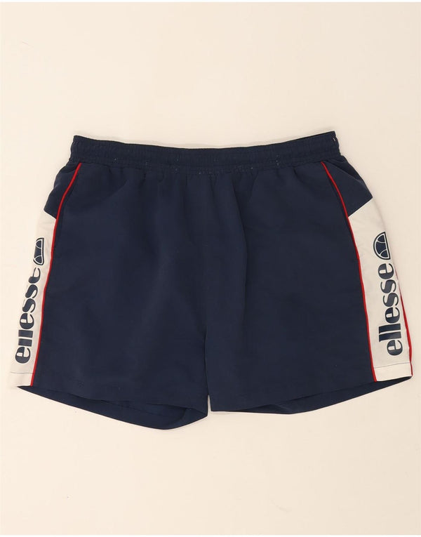 Ellesse Mens Graphic Sport Shorts Large  Navy Blue Colourblock Polyester